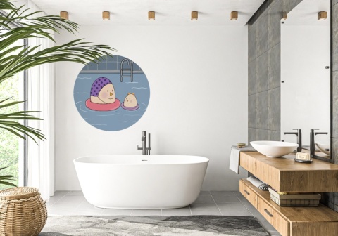 Wanddekoration - Wandbild DOTS - Frau Ei am Pool