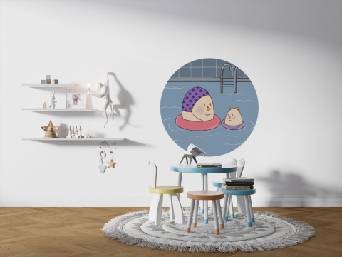 Wanddekoration - Wandbild DOTS - Frau Ei am Pool