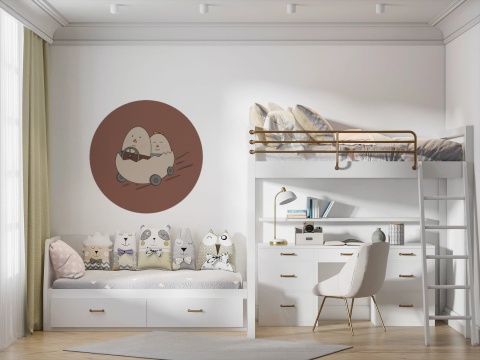 Wall decoration - Mural DOTS - Mr. and Mrs. Egg on a Trip