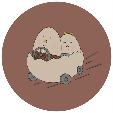 Wall decoration - Mural DOTS - Mr. and Mrs. Egg on a Trip