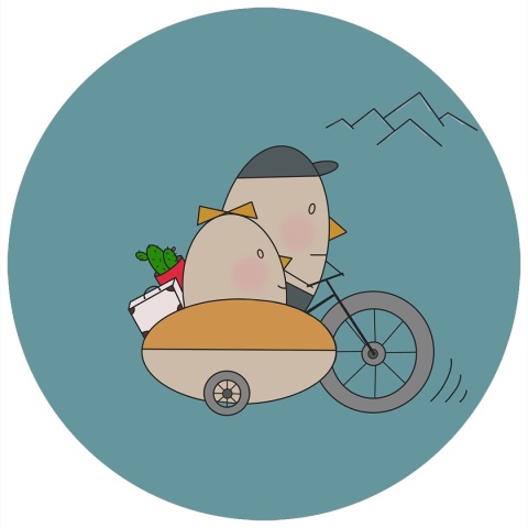 Wall decoration - Mural DOTS -Mr. and Mrs. Egg and a Trip to the Mountains