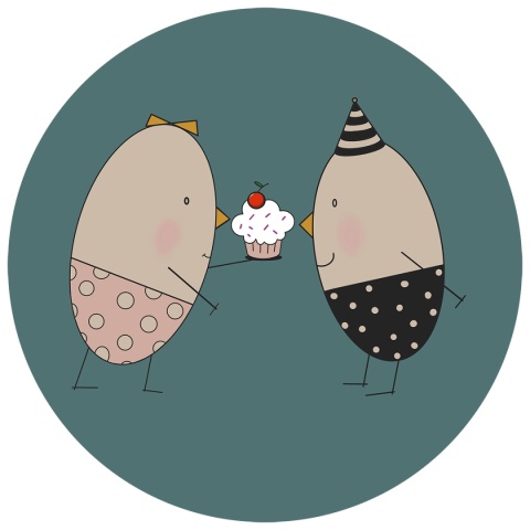 Dekoracja ścienna - Mural DOTS - Pan i Pani Jajko na Urodzinach