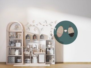 Dekoracja ścienna - Mural DOTS - Pan i Pani Jajko na Urodzinach