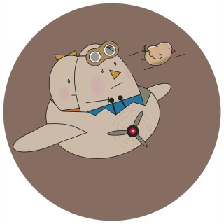 Dekoracja ścienna - Mural DOTS - Pan i Pani Jajko Lecą Samolotem