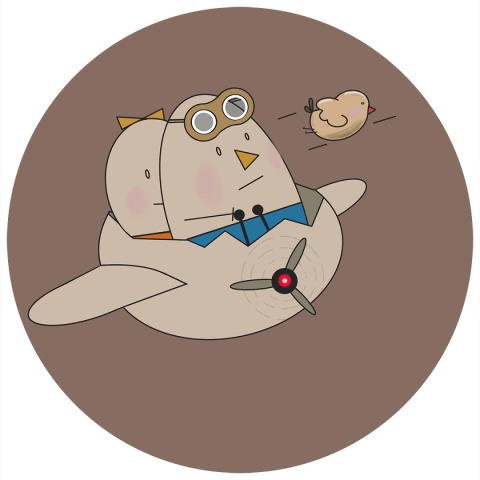 Dekoracja ścienna - Mural DOTS - Pan i Pani Jajko Lecą Samolotem