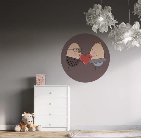 Dekoracja ścienna - Mural DOTS - Pan i Pani Jajko świętują Walentynki