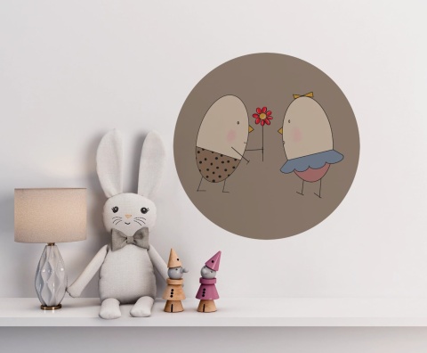 Wanddekoration - Wandbild DOTS - Herr und Frau Ei mit einer Blume