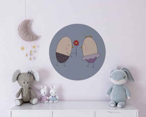 Wanddekoration - Wandbild DOTS - Herr und Frau Ei mit einer Blume