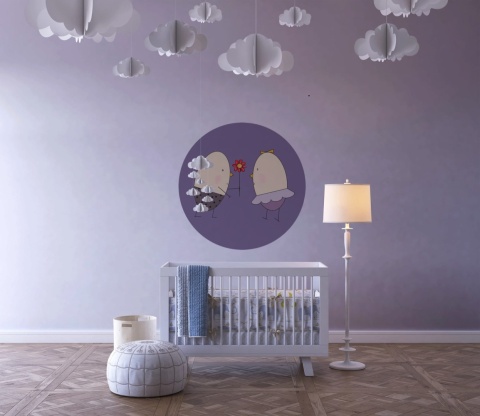 Wanddekoration - Wandbild DOTS - Herr und Frau Ei mit einer Blume