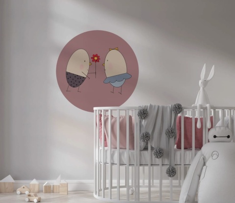 Wanddekoration - Wandbild DOTS - Herr und Frau Ei mit einer Blume