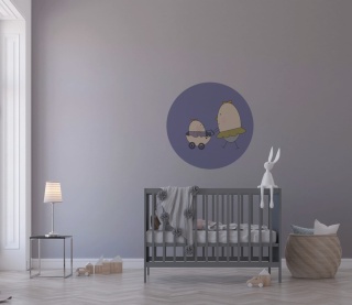 Dekoracja ścienna - Mural DOTS - Pani Jajko i Spacer z Wózkiem