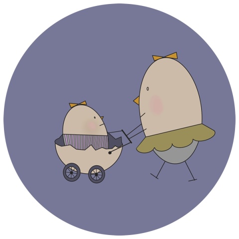 Dekoracja ścienna - Mural DOTS - Pani Jajko i Spacer z Wózkiem