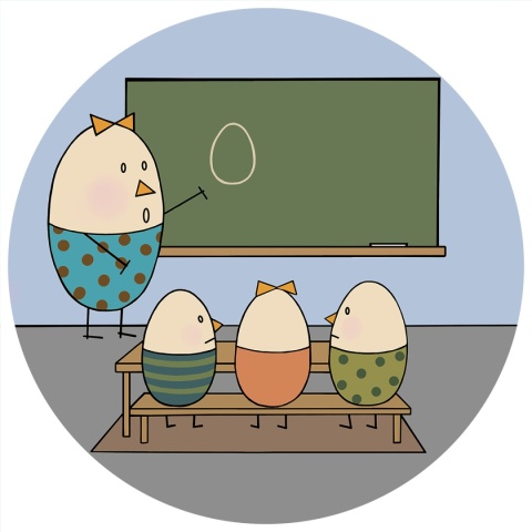 Dekoracja ścienna - Mural DOTS - Pani Jajko uczy w szkole