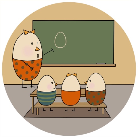 Dekoracja ścienna - Mural DOTS - Pani Jajko uczy w szkole