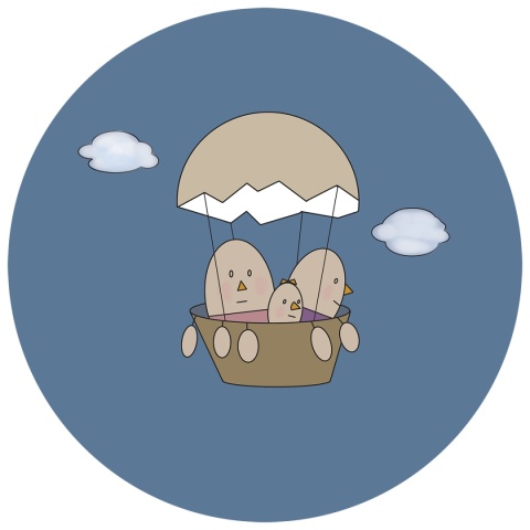 Dekoracja ścienna - Mural DOTS - Rodzina Jajek Leci Balonem