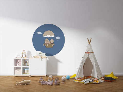 Dekoracja ścienna - Mural DOTS - Rodzina Jajek Leci Balonem