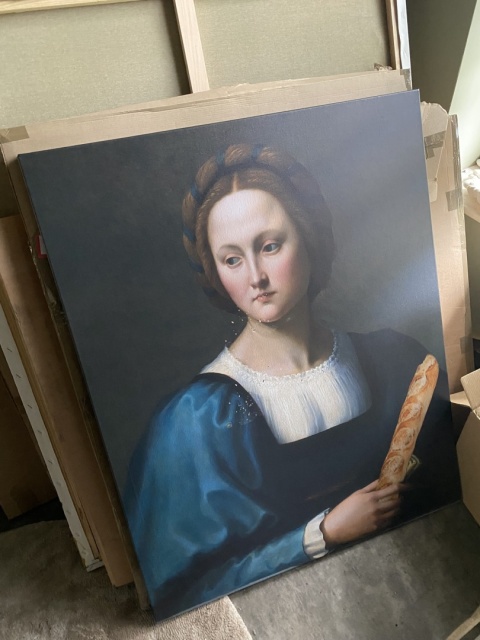 GRAPHIC ON CANVAS - Frau mit Baguette