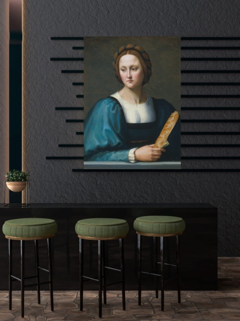 GRAPHIC ON CANVAS - Frau mit Baguette