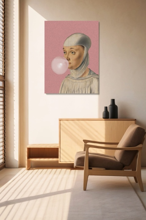 GRAPHIC ON CANVAS - Woman with Bubble Gum