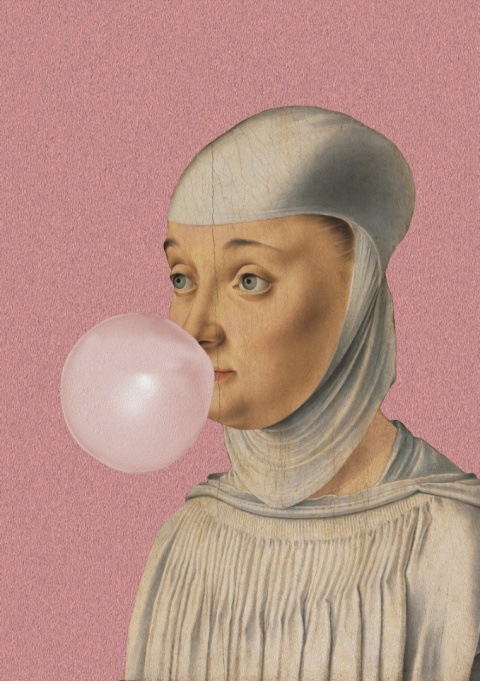 GRAPHIC ON CANVAS - Woman with Bubble Gum