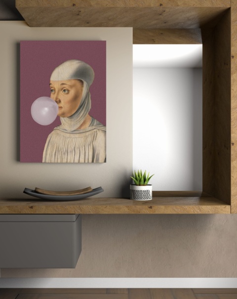 GRAPHIC ON CANVAS - Woman with Bubble Gum