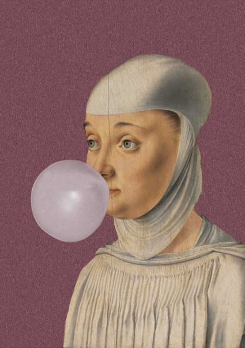 GRAPHIC ON CANVAS - Woman with Bubble Gum