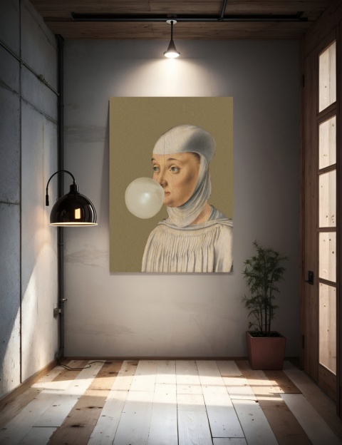 GRAPHIC ON CANVAS - Woman with Bubble Gum