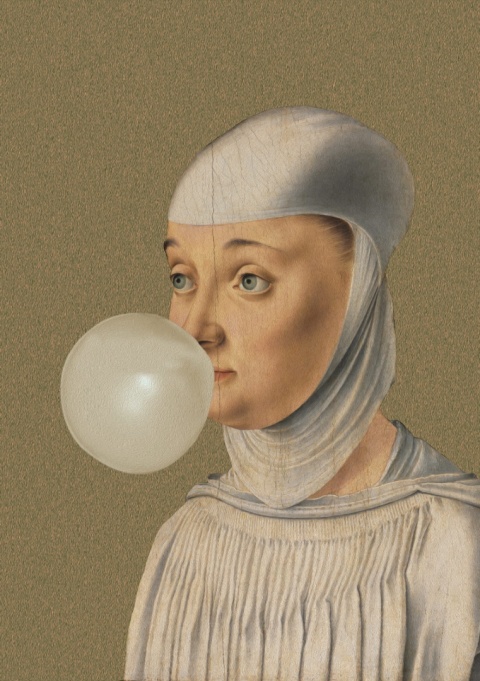 GRAPHIC ON CANVAS - Woman with Bubble Gum
