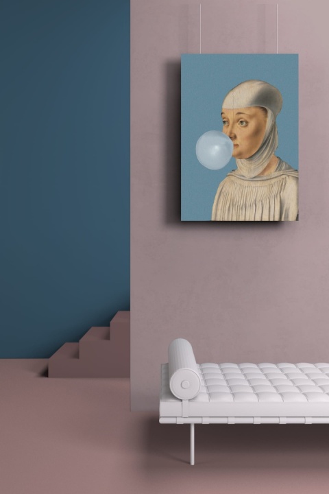 GRAPHIC ON CANVAS - Woman with Bubble Gum