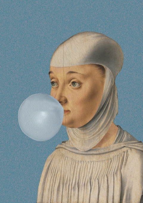 GRAPHIC ON CANVAS - Woman with Bubble Gum