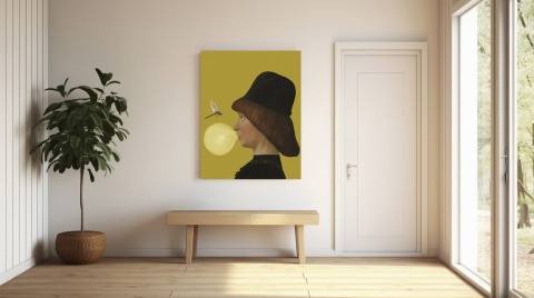 GRAFIKA NA PŁÓTNIE - Młodzieniec z Ważką