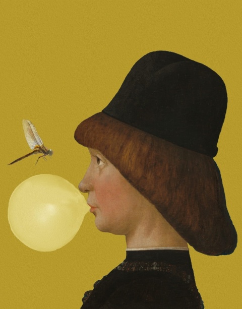 GRAFIKA NA PŁÓTNIE - Młodzieniec z Ważką