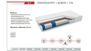 Materac SOMA REST K-7 – KIESZENIOWY + KOKOS + T30