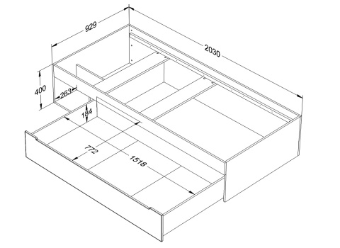 ROSA - łóżko 90 x 200 z szufladą róż