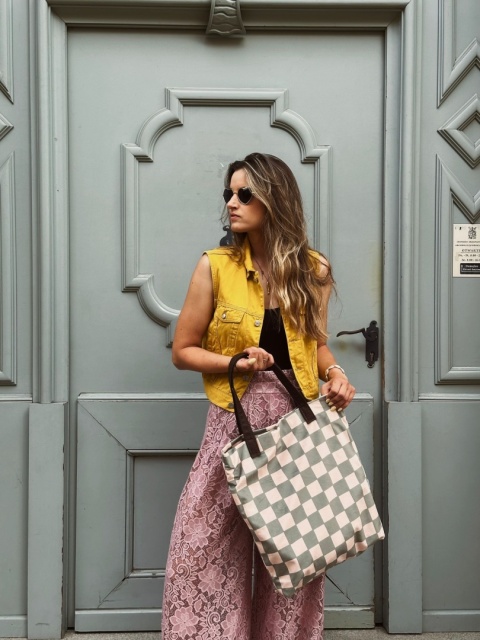 Torba Mr.m Pixel khaki- uszy skóra naturalna