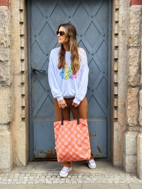 Torba Mr.m Pixel pomarańczowa - uszy skóra naturalna