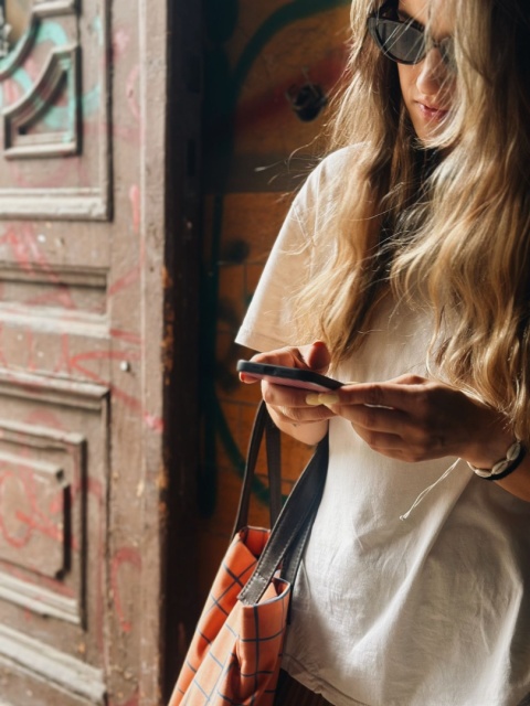 Torba Mr.m Pop pomarańczowa - uszy skóra naturalna