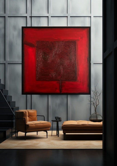 VARIATION OF RED Acrylic painting on canvas 120 x 120 cm