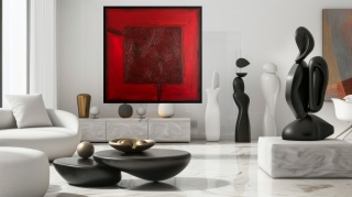 Abstrakcja VARIATION OF RED Obraz na płótnie akryl 120 x 120 cm