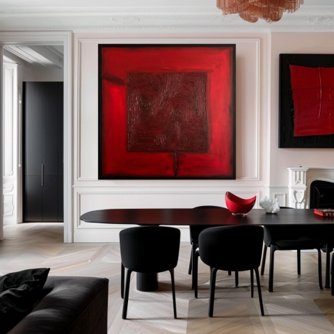 VARIATION OF RED Acrylic painting on canvas 120 x 120 cm