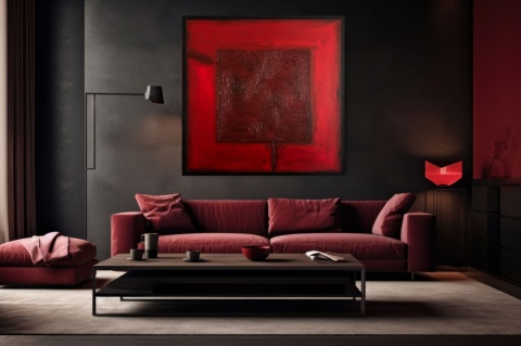 VARIATION OF RED Acrylic painting on canvas 120 x 120 cm