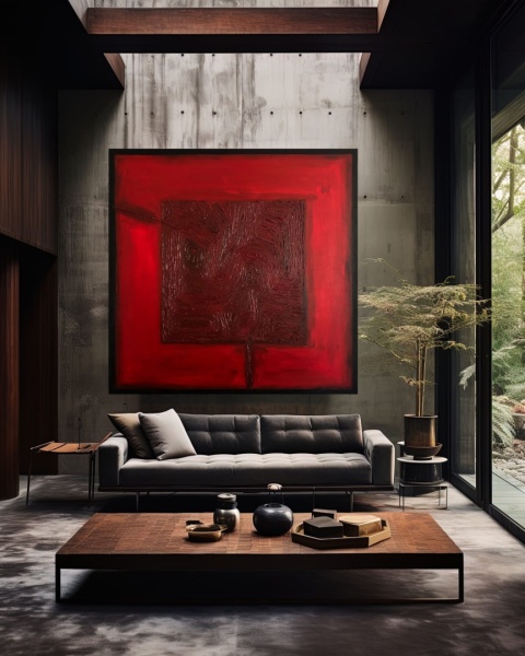 VARIATION OF RED Acrylic painting on canvas 120 x 120 cm