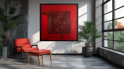 VARIATION OF RED Acrylic painting on canvas 120 x 120 cm