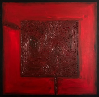 Abstrakcja VARIATION OF RED Obraz na płótnie akryl 120 x 120 cm