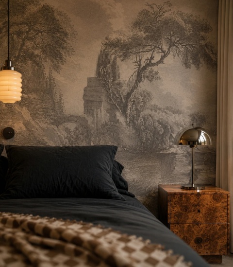 Ethereal Valley Beige Tapete von Wallcolors