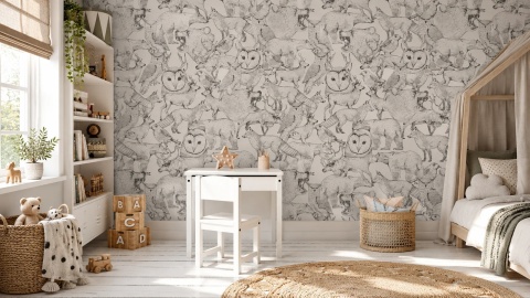 Tapeta Forest Friends Grey od Wallcolors