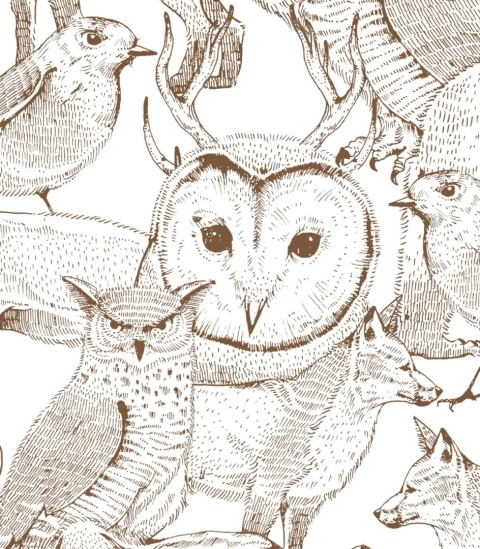 Tapeta Forest Friends Brown od Wallcolors