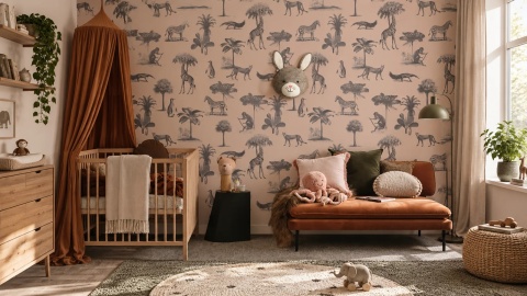 Tapeta Vintage Animals Pink od Wallcolors