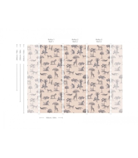 Tapeta Vintage Animals Pink od Wallcolors