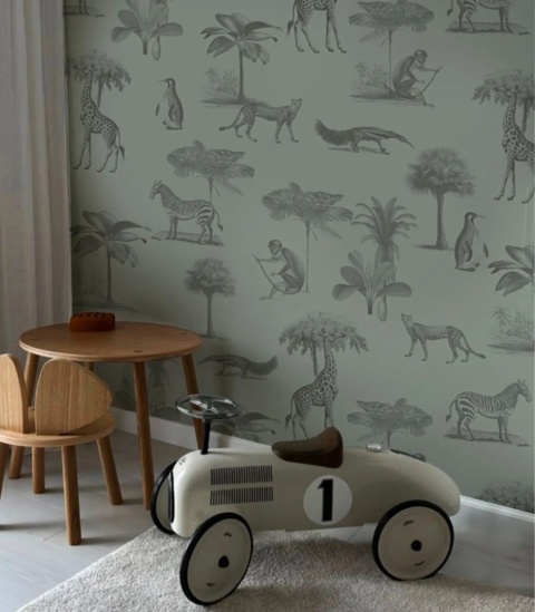 Tapeta Vintage Animals Light Mint od Wallcolors